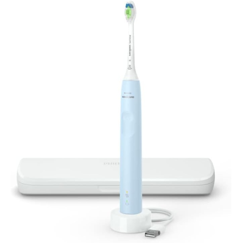Brosse à dents électrique Sonicare 4900 de Philips, brosse à dents électrique rechargeable avec capteur de pression, bleu clair HX3683/32 AMZ exclusif
