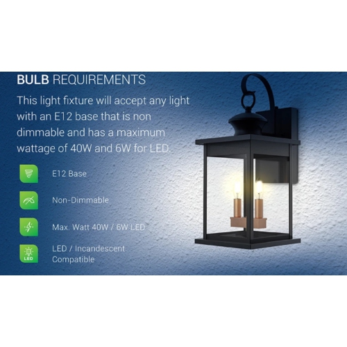 Dakota Anti-rust Indoor/Outdoor Wall Sconce; Dusk-To-Dawn Photocell Sensor