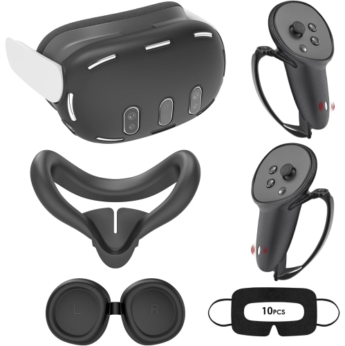 Relohas Deluxe 5 in 1 Silicone Accessories for Meta Quest 3, VR Protective Case Set for Oculus Quest 3, Controller Grip Cover