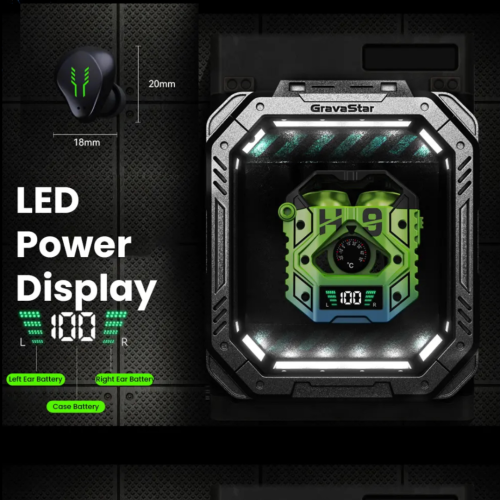 TUTT H9 TWS Wireless Metal Zinc Alloy Gaming Headset with Mic Bt5.3 | Thermometer | Large Battery Capacity Headphone ENC Noise Cancellation Gaming