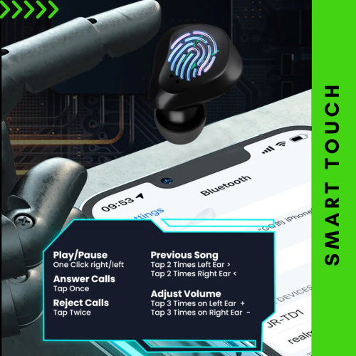 TUTT H9 TWS Wireless Metal Zinc Alloy Gaming Headset with Mic Bt5.3 | Thermometer | Large Battery Capacity Headphone ENC Noise Cancellation Gaming