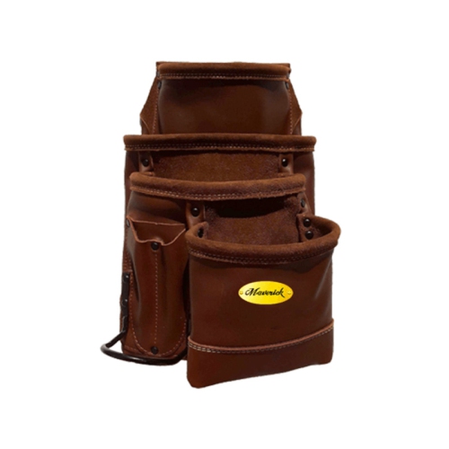 LexTec 7 Pocket Leather Nail & Tool Pouch Brown