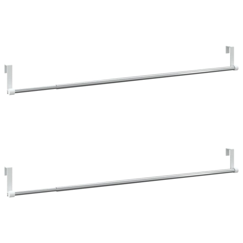 Longerons de rideau vidaXL 2 pièces en aluminium blanc et argenté 60-105&nbsp;cm