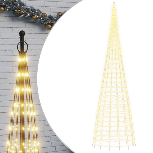 VIDAXL  Christmas Tree Light On Flagpole 3000 Leds Warm 800 Cm In White