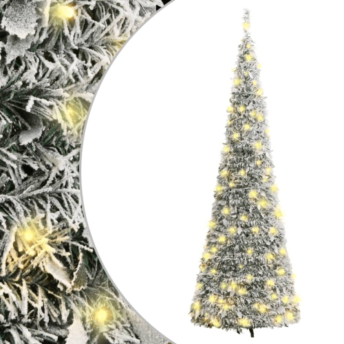 VIDAXL  Artificial Christmas Tree Pop-Up Flocked Snow 50 Leds 120 Cm