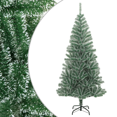 Image 1 of 6.. vidaXL Artificial Christmas Tree with Flocked Snow Green 240 cm