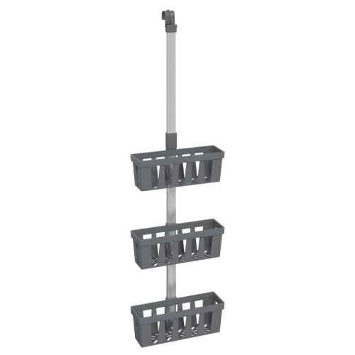 Image 1 of 5.. vidaXL Shower Hanger Shelf 30x15x(67-105) cm Aluminium