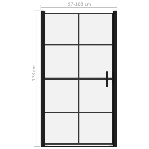 vidaXL Shower Doors Tempered Glass 100x178 cm Black