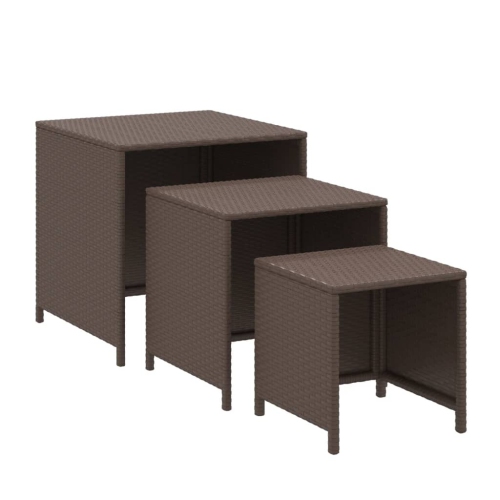 VIDAXL  Nesting Tables 3 PCs Poly Rattan In Brown