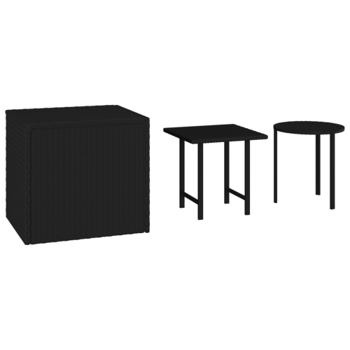 VIDAXL  Side Tables 3 PCs Poly Rattan In Black