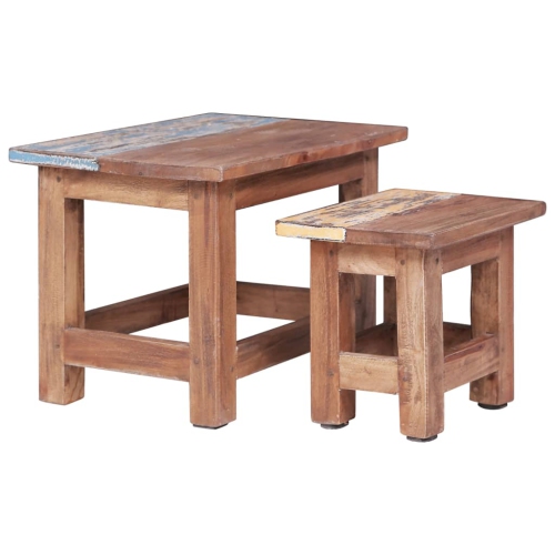 VIDAXL  Nesting Tables 2 PCs Solid Wood In Mahogany