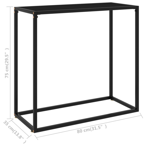 vidaXL Console Table Black 80x35x75 cm Tempered Glass