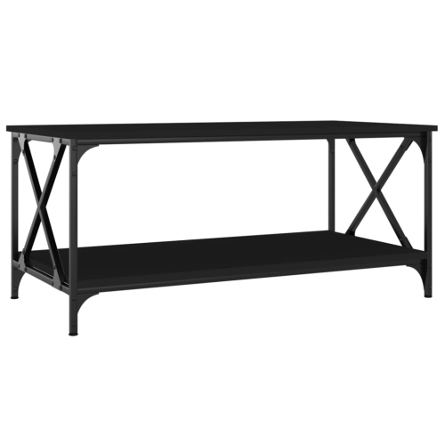 VIDAXL  Coffee Table 100X50X45 Cm Engineered Wood And Iron In Black