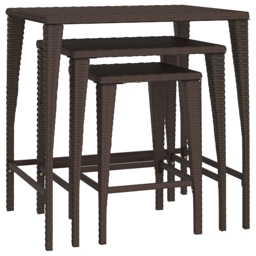 VIDAXL  Nesting Tables 3 PCs Poly Rattan In Brown