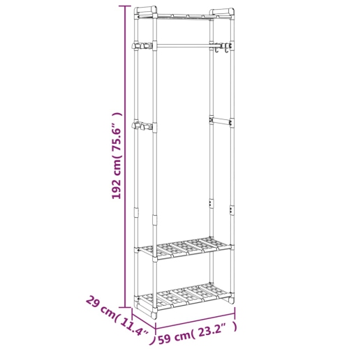 vidaXL 3-Tier Clothes Rack Silver 59x29x192 cm Aluminium
