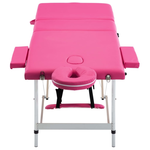 vidaXL Foldable Massage Table 3 Zones Aluminium Pink