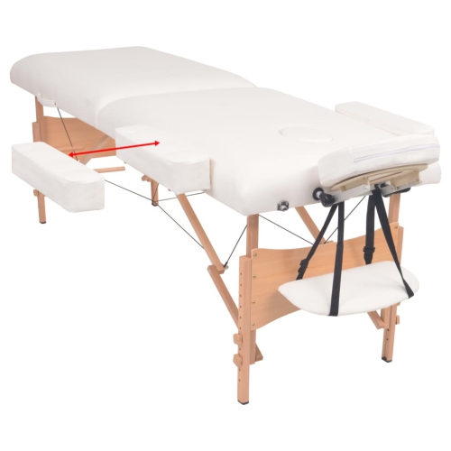 vidaXL 2-Zone Folding Massage Table and Stool Set 10 cm Thick White