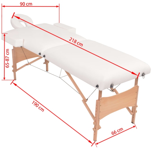 vidaXL 2-Zone Folding Massage Table and Stool Set 10 cm Thick White
