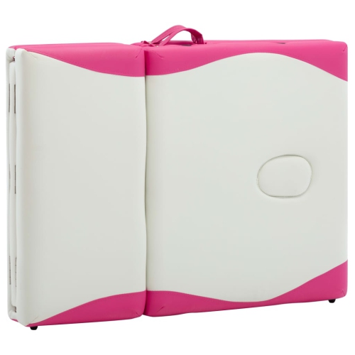 Table de massage pliable à 4 zones en aluminium blanc et rose vidaXL