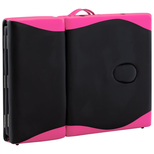 vidaXL 4-Zone Foldable Massage Table Aluminium Black and Pink