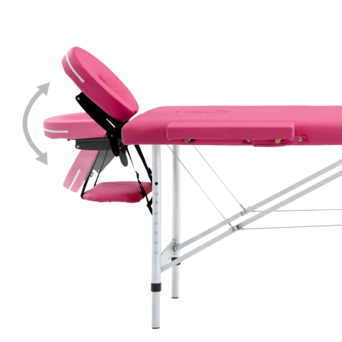 vidaXL Foldable Massage Table 4 Zones Aluminium Pink