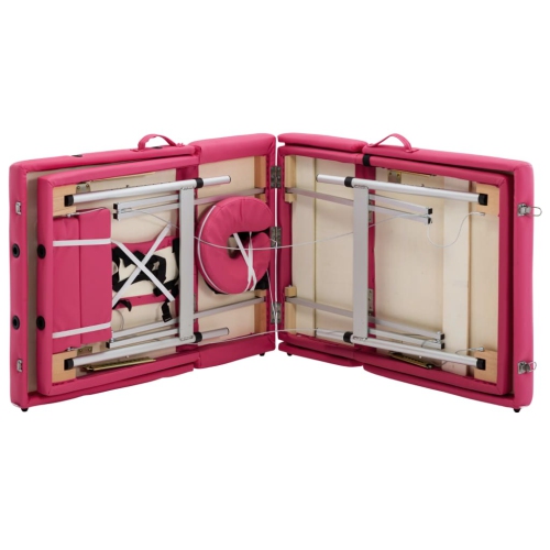 vidaXL Foldable Massage Table 4 Zones Aluminium Pink
