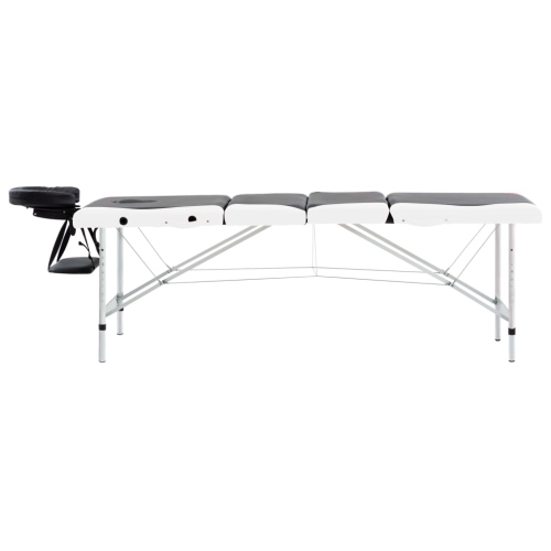 Table de massage pliable à 4 zones en aluminium noir et blanc vidaXL