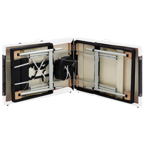 Table de massage pliable à 4 zones en aluminium noir et blanc vidaXL