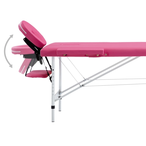 vidaXL Foldable Massage Table 2 Zones Aluminium Pink