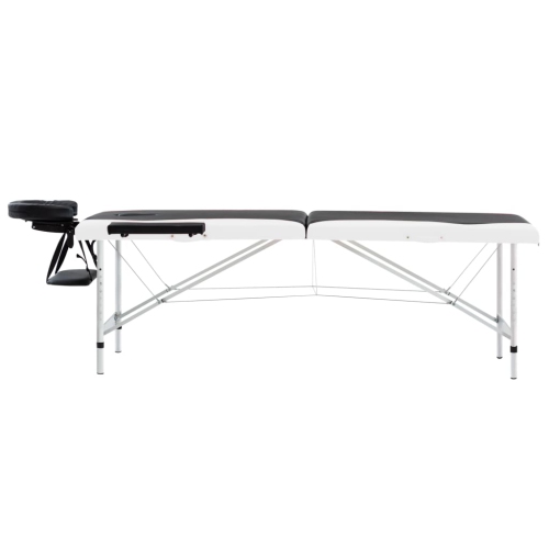 vidaXL 2-Zone Foldable Massage Table Aluminium Black and White