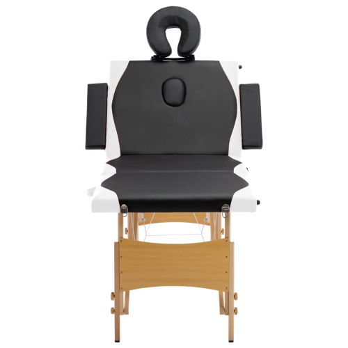 vidaXL Foldable Massage Table 4 Zones Wood Black and White