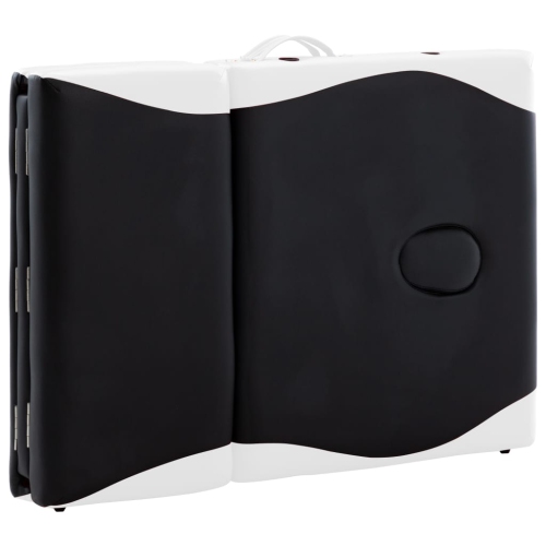 vidaXL Foldable Massage Table 4 Zones Wood Black and White