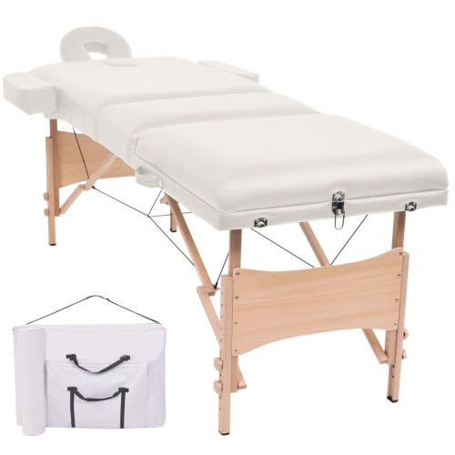 Table de massage pliante à 3 zones 10&nbsp;cm de vidaXL, blanc épais