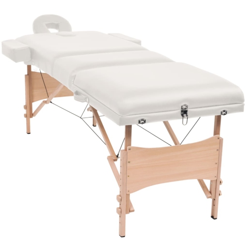 Table de massage pliante à 3 zones 10&nbsp;cm de vidaXL, blanc épais