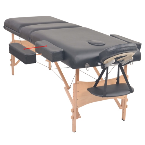 vidaXL 3-Zone Folding Massage Table 10 cm Thick Black