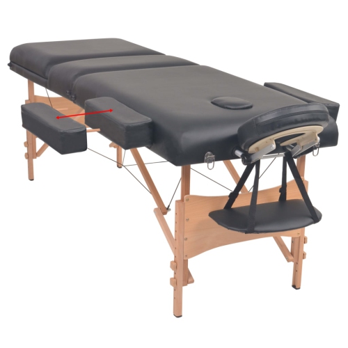 vidaXL 3-Zone Folding Massage Table and Stool Set 10 cm Thick Black