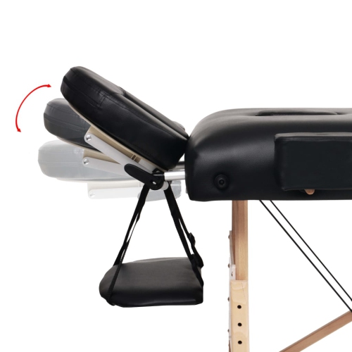 vidaXL 3-Zone Folding Massage Table and Stool Set 10 cm Thick Black