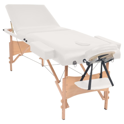 vidaXL 3-Zone Folding Massage Table and Stool Set 10 cm Thick White