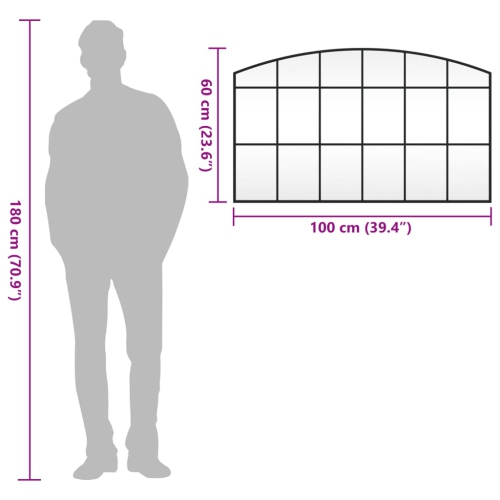 vidaXL Wall Mirror Black 100x60 cm Arch Iron