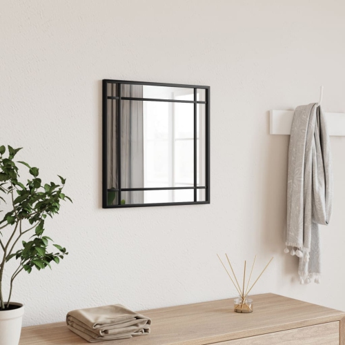 VIDAXL  Wall Mirror Black 40X40 Cm Square Iron