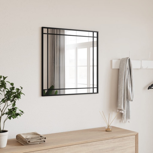 vidaXL Wall Mirror Black 50x50 cm Square Iron