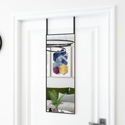 VIDAXL  Door Mirror Black 30X80 Cm Glass And Aluminium