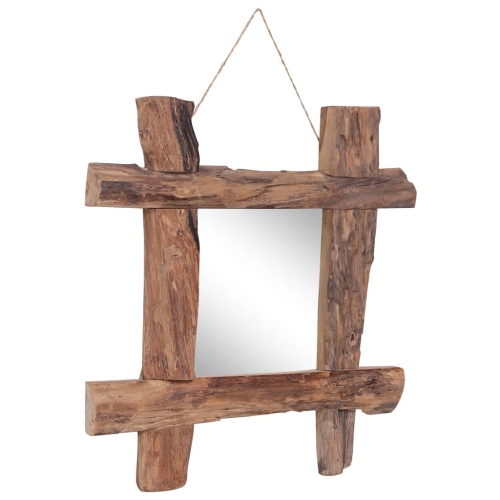 vidaXL Log Mirror Natural 50x50 cm Recycled Teak Wood
