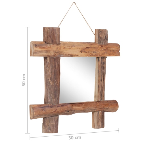 vidaXL Log Mirror Natural 50x50 cm Recycled Teak Wood