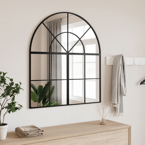 vidaXL Wall Mirror Black 80x40 cm Arch Iron