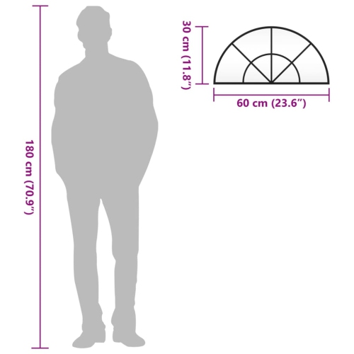 vidaXL Wall Mirror Black 60x30 cm Arch Iron