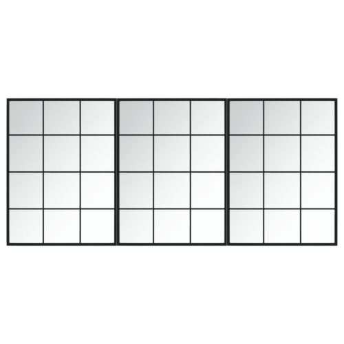 Miroirs muraux vidaXL, 3 pièces, noir, 80 x 60&nbsp;cm, métal