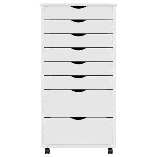 vidaXL MOSS 8-Drawer Chest with Wheels, Solid Pinewood, 20.9"x15.4"x40.6", White