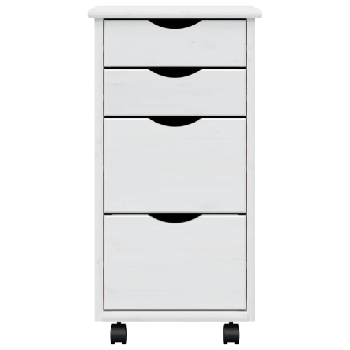 vidaXL MOSS 4-Drawer Chest with Wheels, Solid Pinewood, 13.4"x15.4"x25.8", White