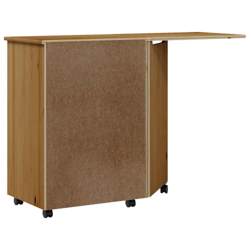 vidaXL MOSS 7-Drawer Chest with Desk & Wheels, Solid Pinewood, 41.5"x15.4"x29.3", Honey Brown